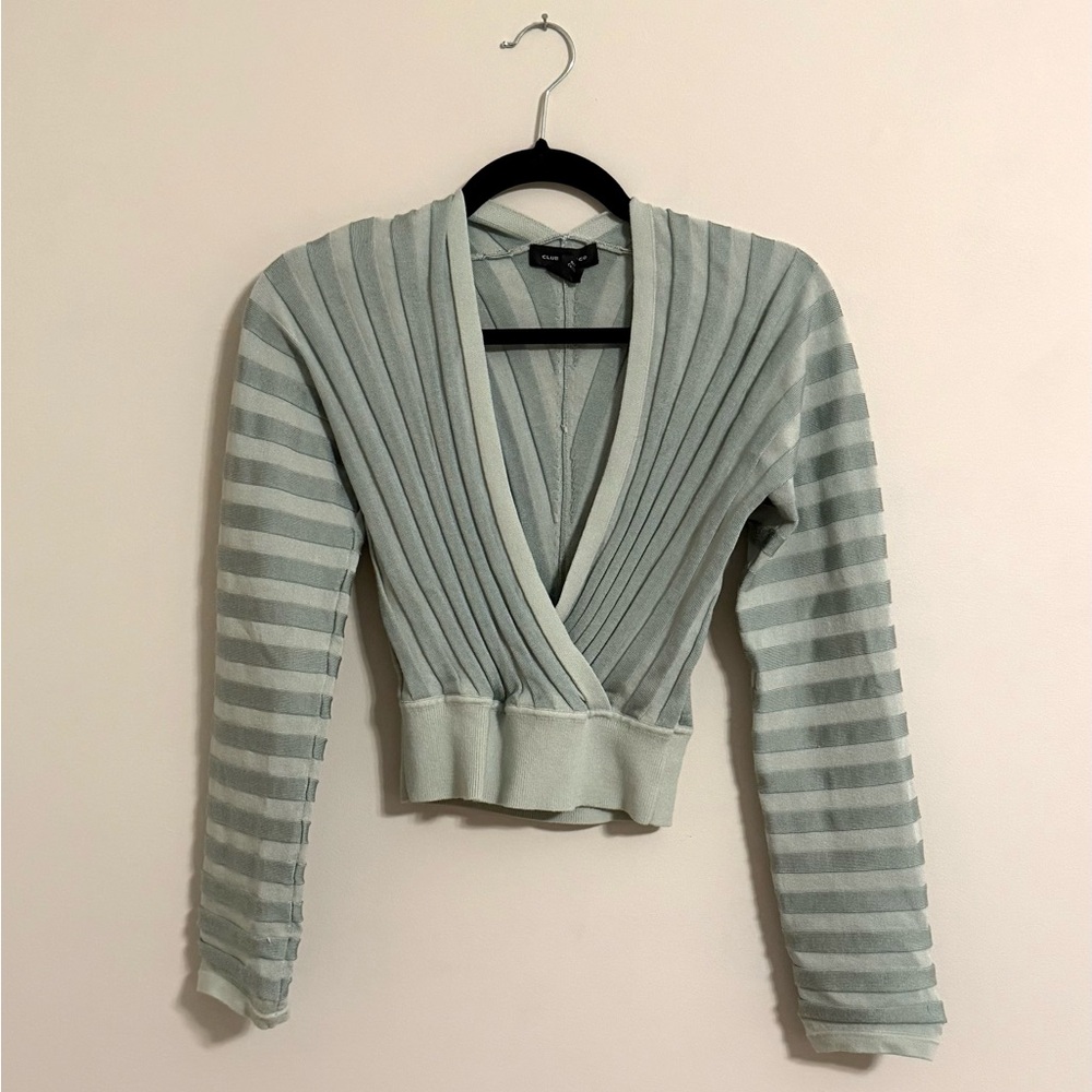Club Monaco plunge long sleeve crop sweater